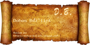Dohos Bálint névjegykártya